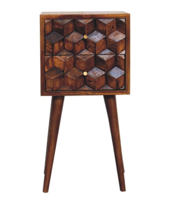 Mini Chestnut Cube Nachttisch mit 2 Schubladen