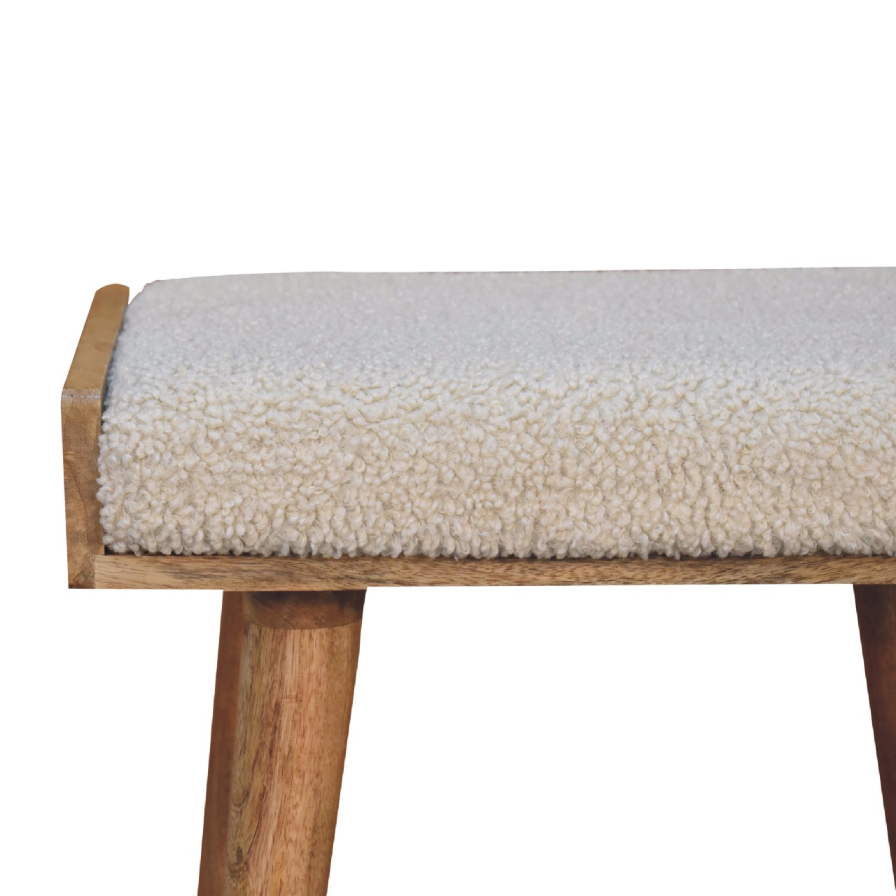 Fußhocker im Stil eines cremefarbenen Tabletts aus Bouclé – Bild 5