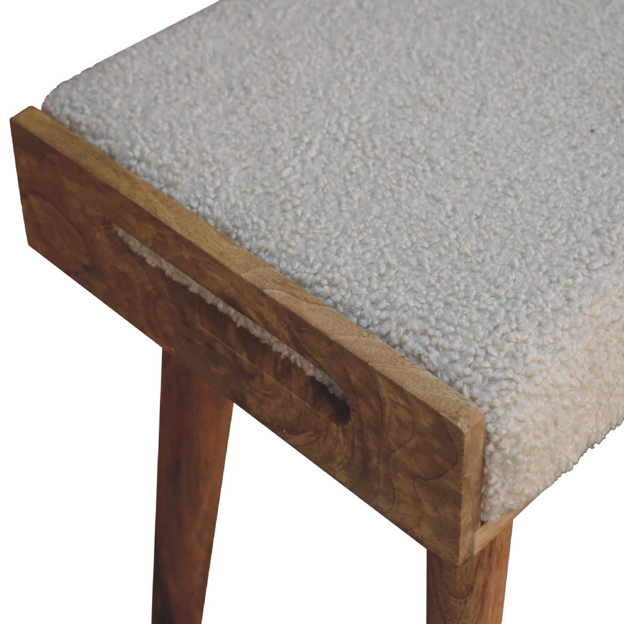 Fußhocker im Stil eines cremefarbenen Tabletts aus Bouclé – Bild 6