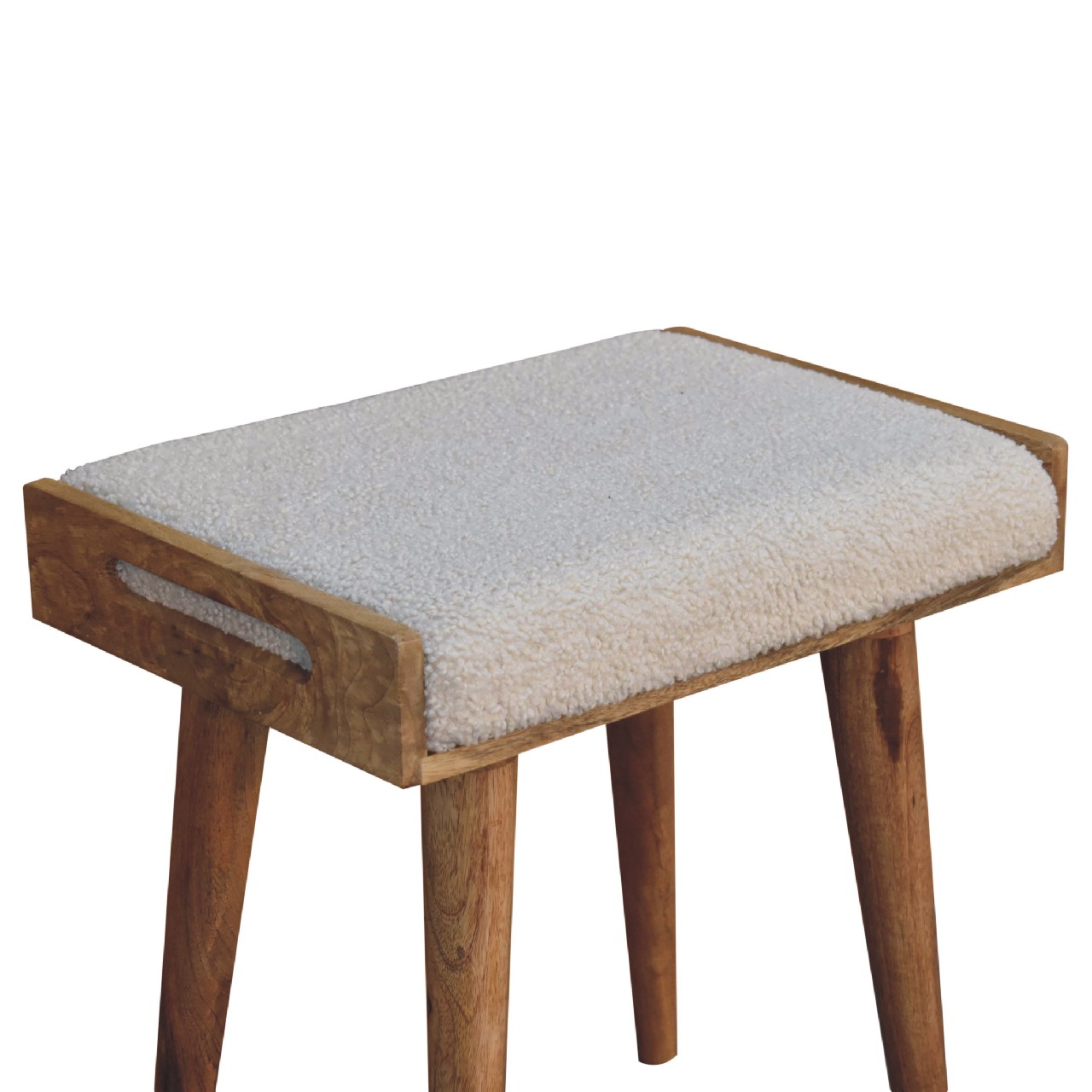 Fußhocker im Stil eines cremefarbenen Tabletts aus Bouclé – Bild 7