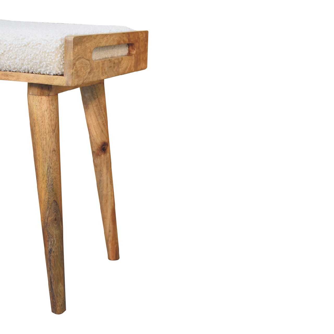 Fußhocker im Stil eines cremefarbenen Tabletts aus Bouclé – Bild 9
