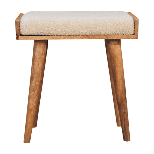 Fußhocker im Stil eines cremefarbenen Tabletts aus Bouclé – Bild 11