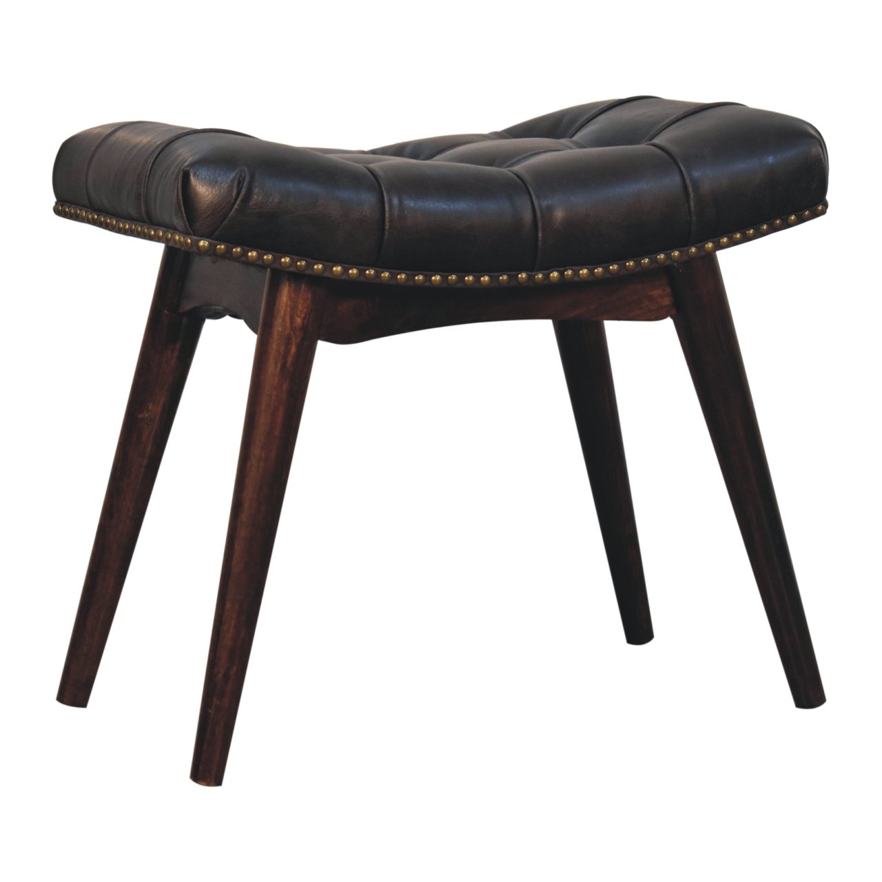 Hocker mit Büffelleder und Knopfheftung – Bild 3