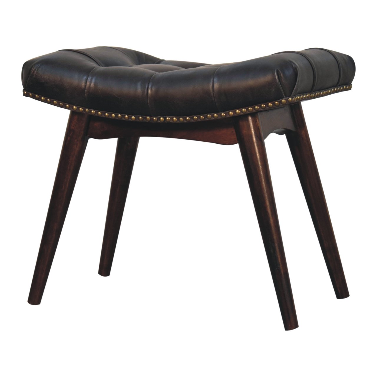 Hocker mit Büffelleder und Knopfheftung – Bild 4