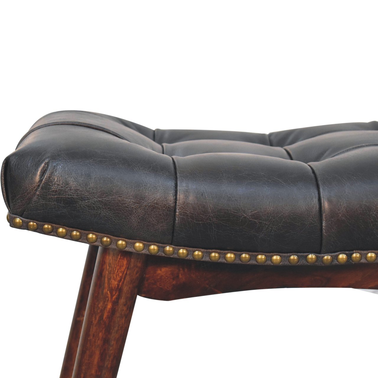 Hocker mit Büffelleder und Knopfheftung – Bild 5