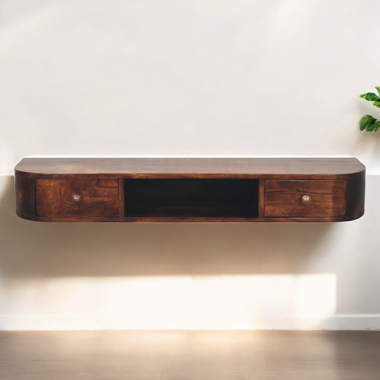 Lunar Wandkonsole aus Kastanienholz mit 2 Schubladen – Bild 10
