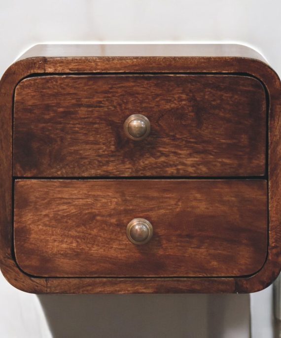 Geschwungener Mini-Wandnachttisch, Nussbaum