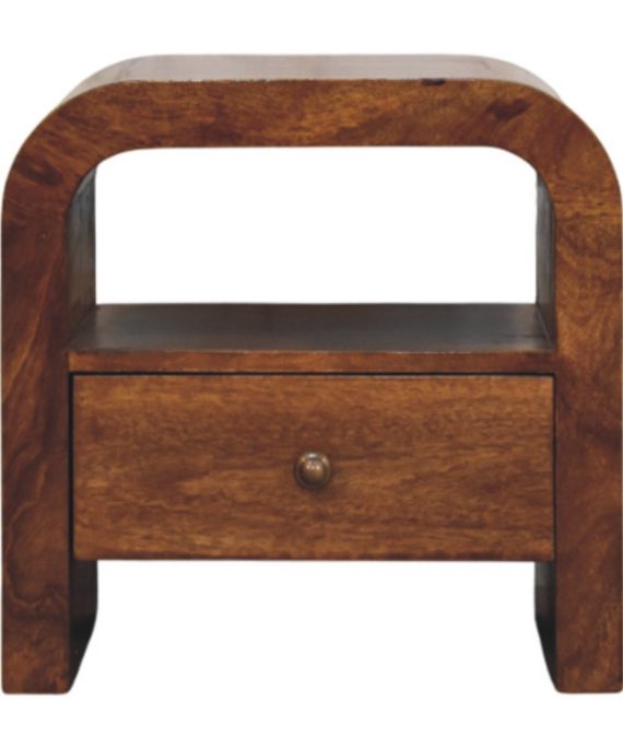 Darcy Nachttisch in Chestnut mit Schublade und offenem Regal