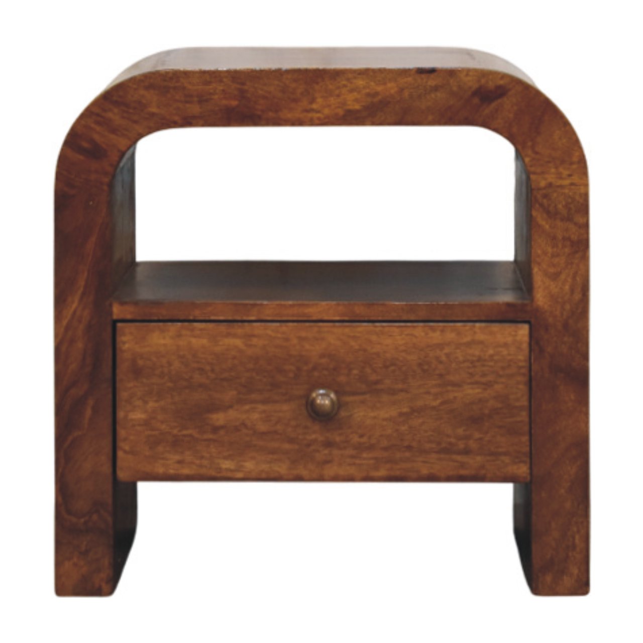 Darcy Nachttisch in Chestnut mit Schublade und offenem Regal