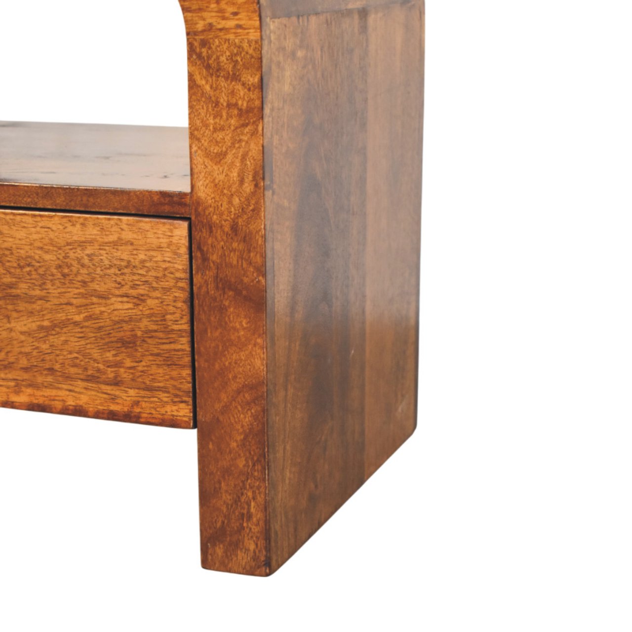 Darcy Nachttisch in Chestnut mit Schublade und offenem Regal – Bild 6