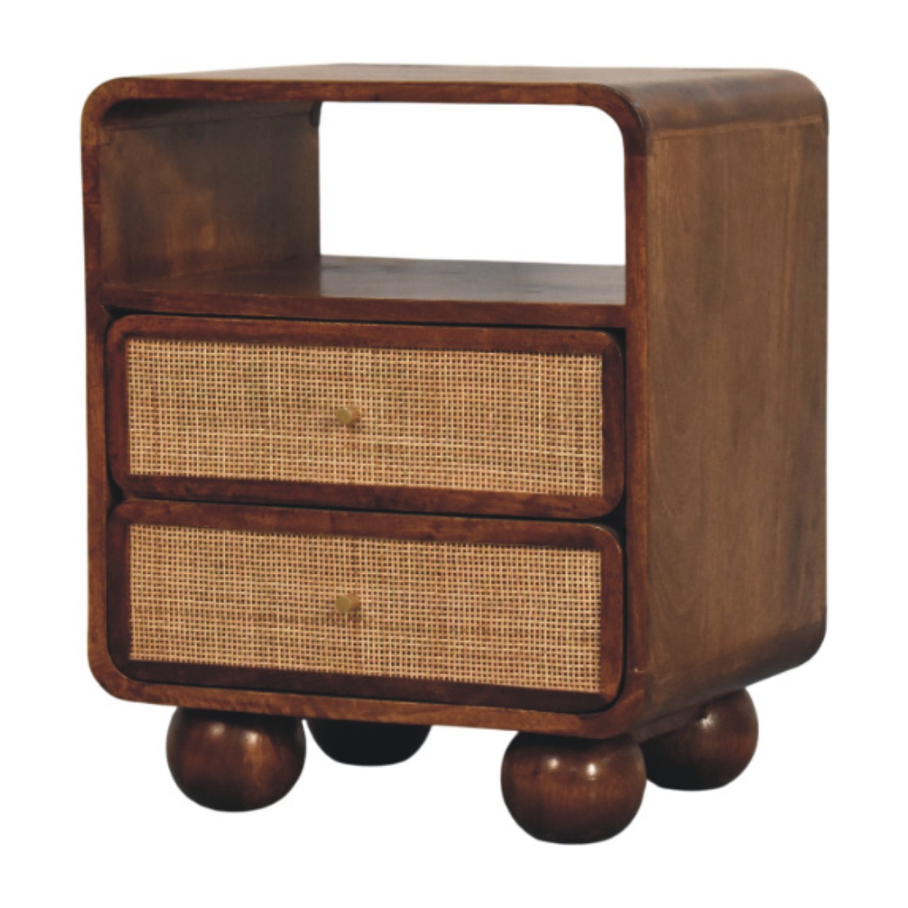 Larissa Nachttisch aus Kastanienholz mit 2 Schubladen – Bild 2