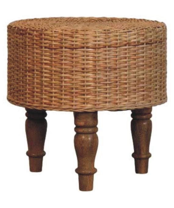 Runder, geflochtener Hocker im Regency-Stil