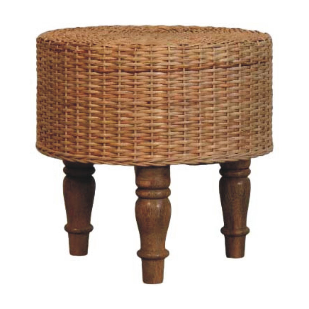 Runder, geflochtener Hocker im Regency-Stil
