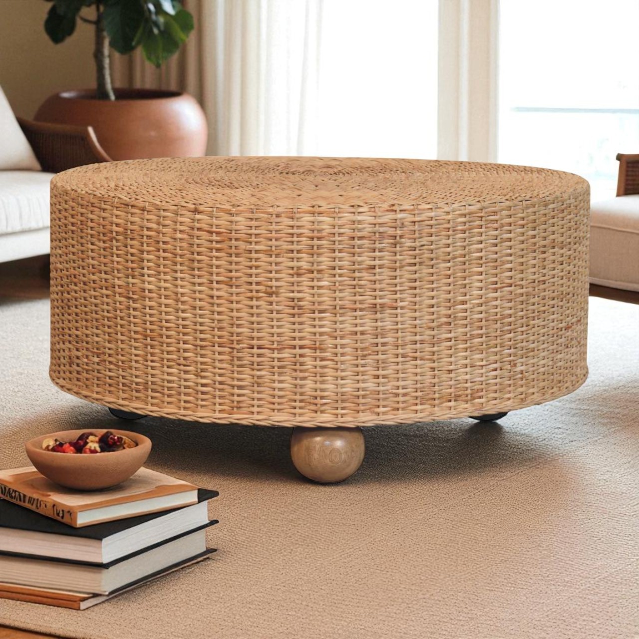 Runder, geflochtener Hocker im Regency-Stil – Bild 7