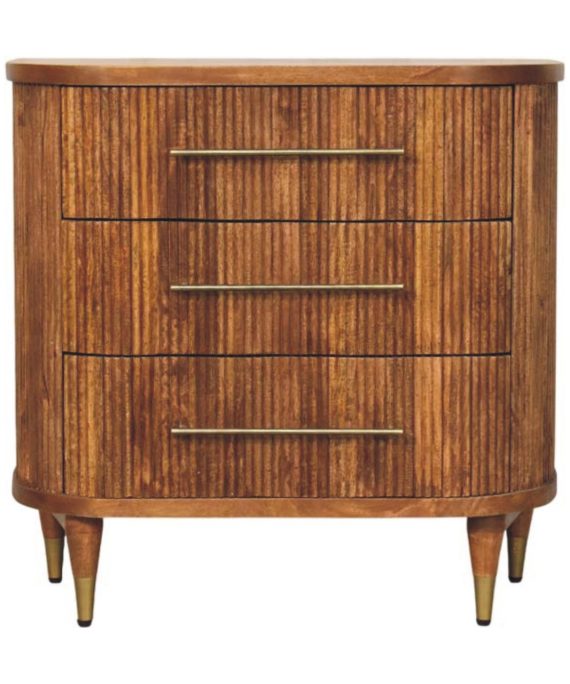 Emerson Kommode mit 3 Schubladen und geripptem Design