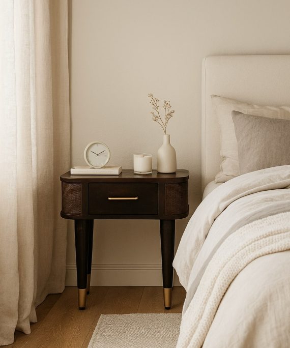 Belmont Nachttisch mit Rattan