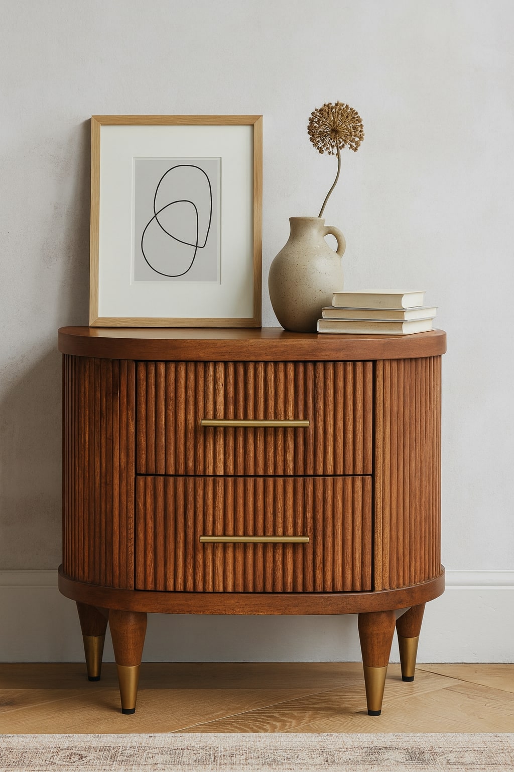 Nachtisch mit Rippenmuster und Messingakzenten – Bild 10
