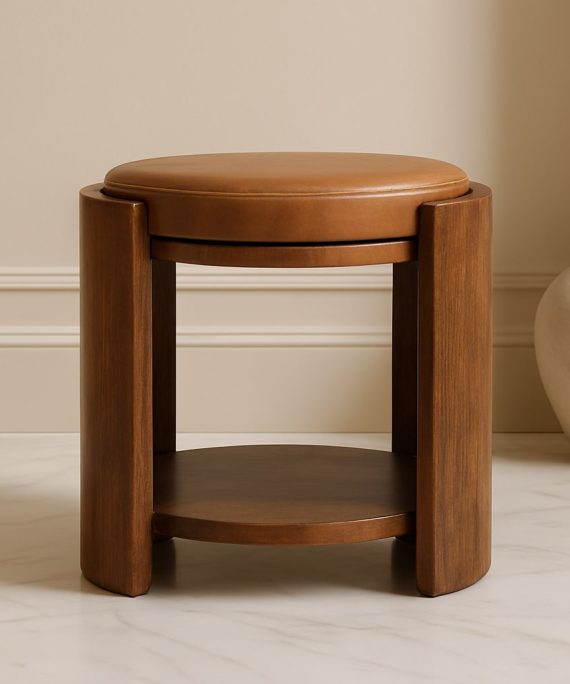 Savoy Hocker mit Ledersitz