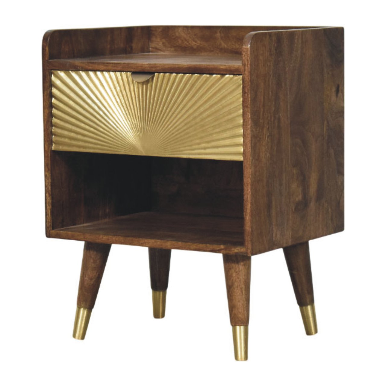 Nachttisch mit Messingintarsien im Sunburst-Design – Bild 2