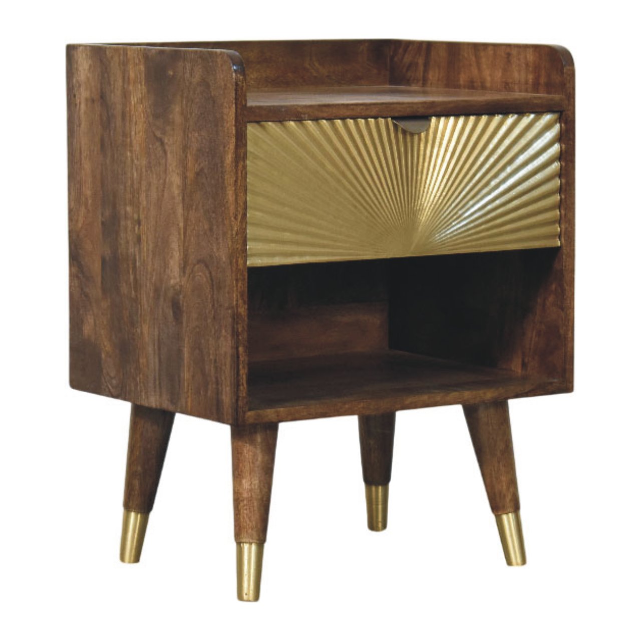 Nachttisch mit Messingintarsien im Sunburst-Design – Bild 3