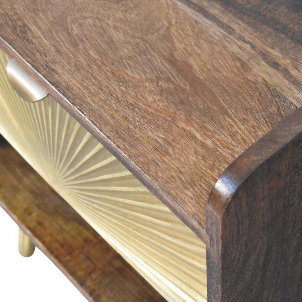 Nachttisch mit Messingintarsien im Sunburst-Design – Bild 5