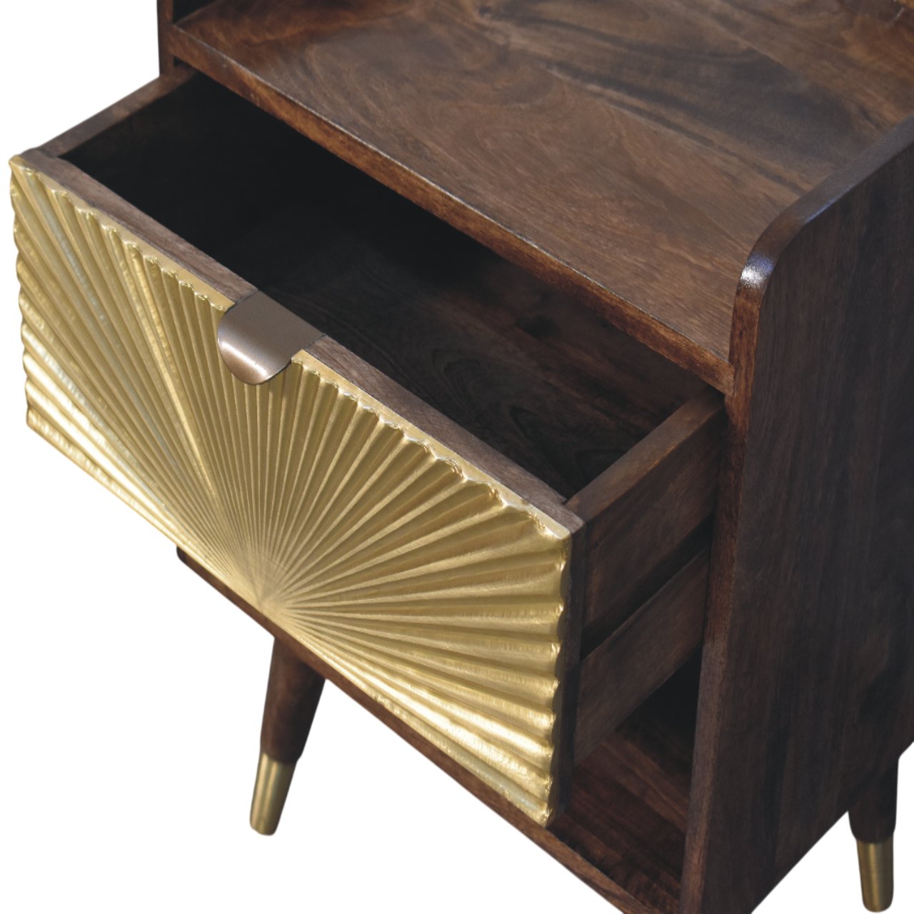 Nachttisch mit Messingintarsien im Sunburst-Design – Bild 6