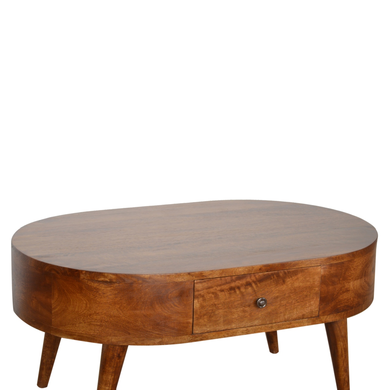 Kastanienholz-Couchtisch mit abgerundeten Kanten – Bild 4