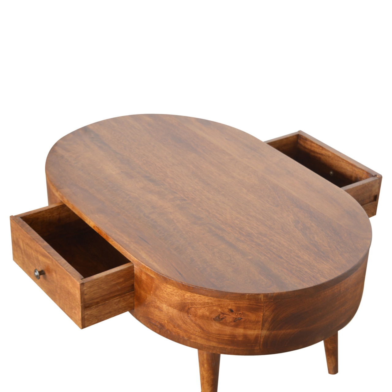 Kastanienholz-Couchtisch mit abgerundeten Kanten – Bild 5